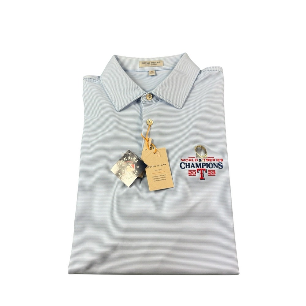 Peter Millar Blue Striped Summer Comfort Texas Rangers Size M NWT